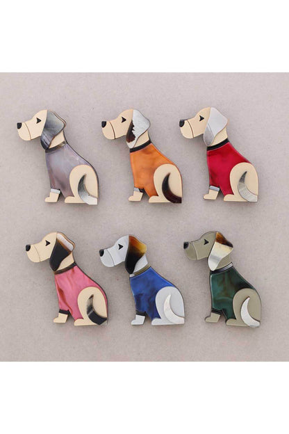 Resin Puppy Sitting Brooch
