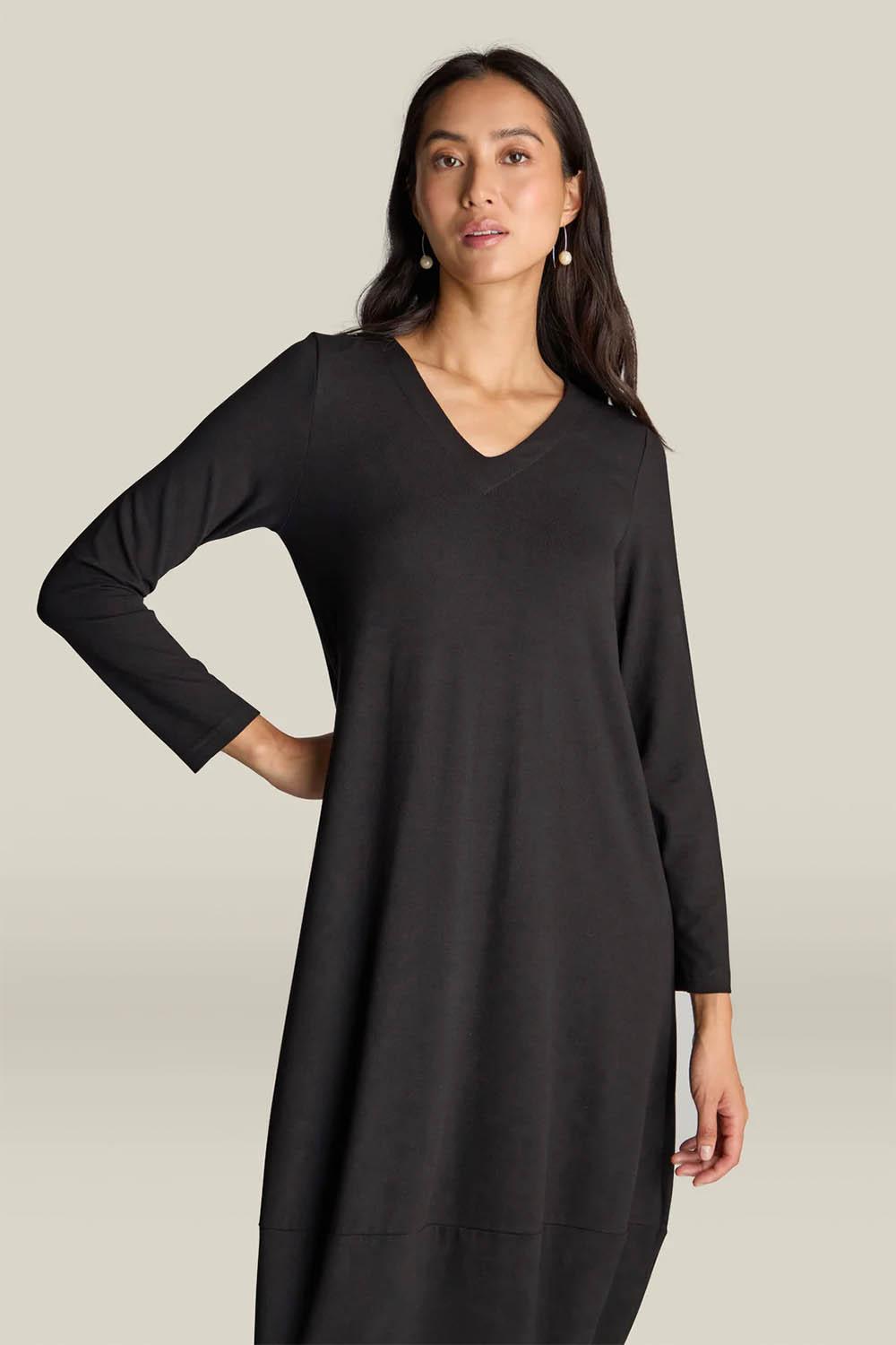 Fluid Crepe V Neck Bubble Dress
