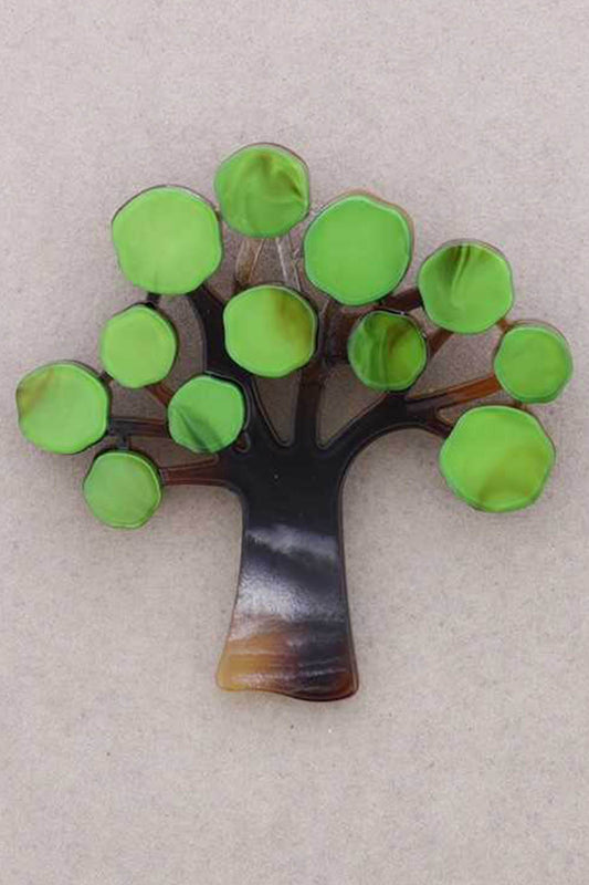 Sonata Resin Bright Tree Brooch Green