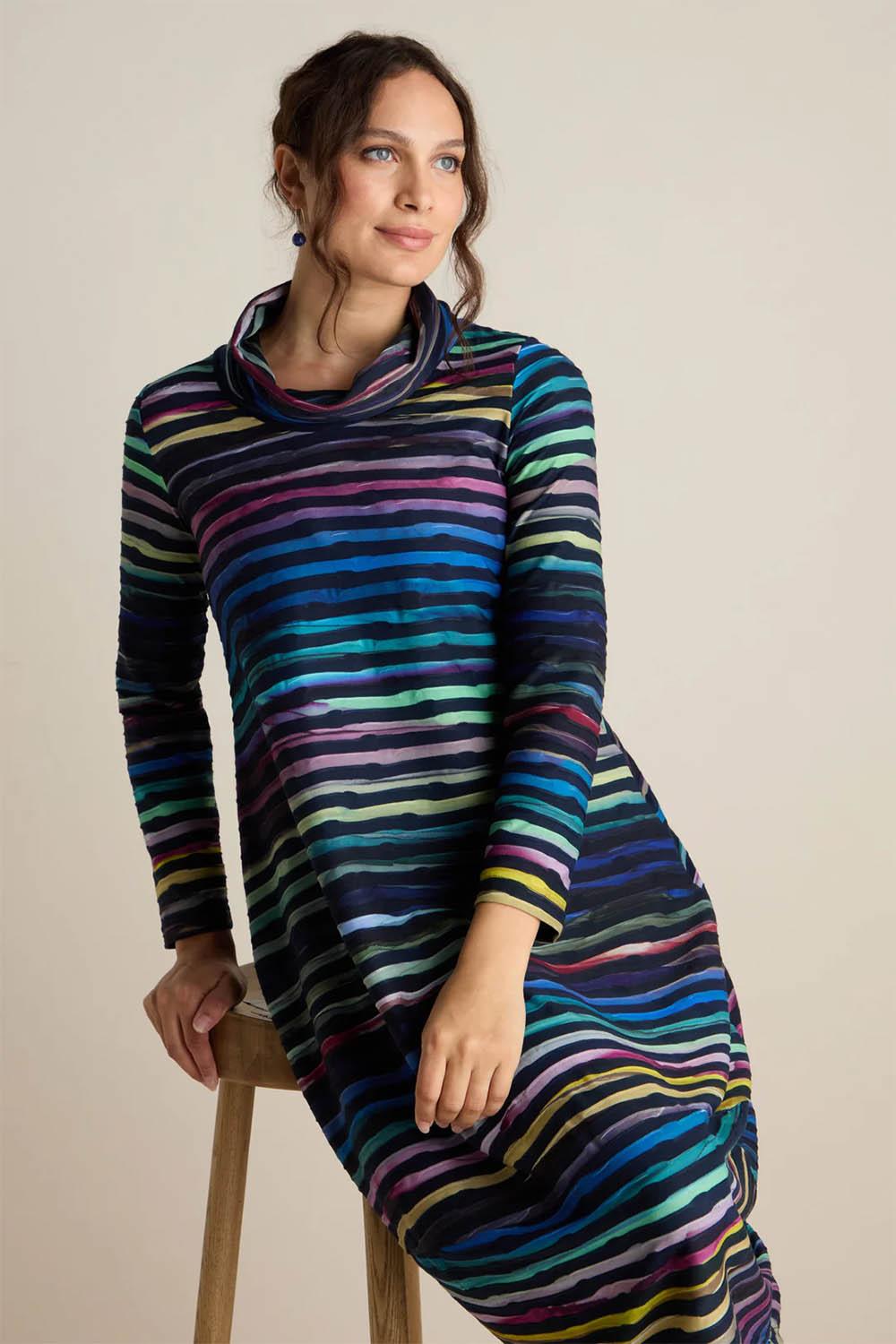 Textured Watercolour Landscape Cowl Dress