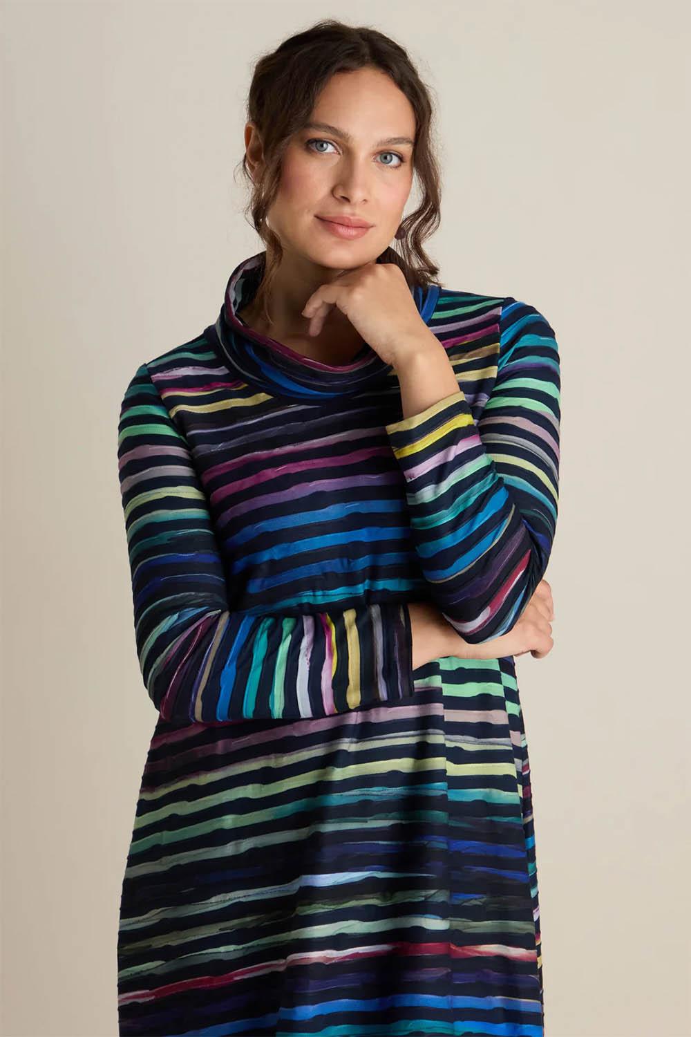 Textured Watercolour Landscape Cowl Dress