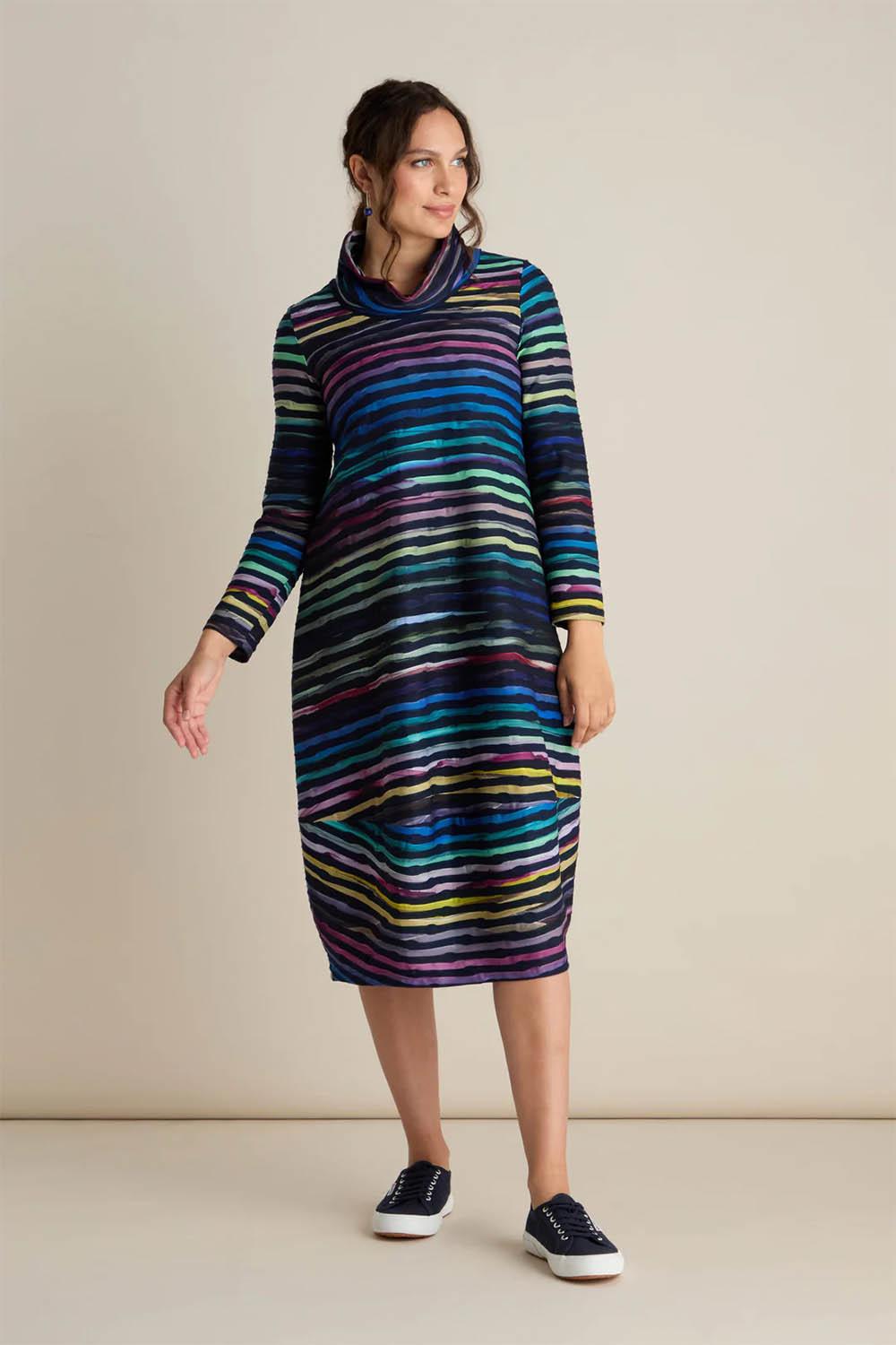 Textured Watercolour Landscape Cowl Dress
