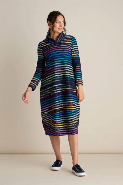 Textured Watercolour Landscape Cowl Dress