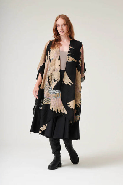 Crane Black Wool Throwover