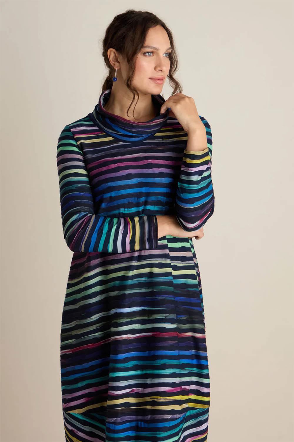Textured Watercolour Landscape Cowl Dress