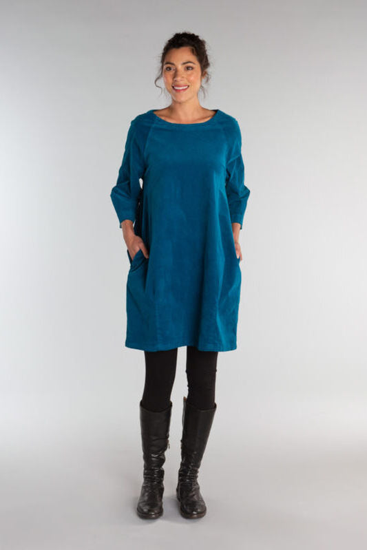 Cut Loose Raglan Mini Cord Dress Deep Sea