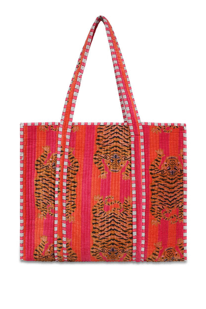 Conscious Yoga Collective Cotton Tibetan Tiger Tote Pink