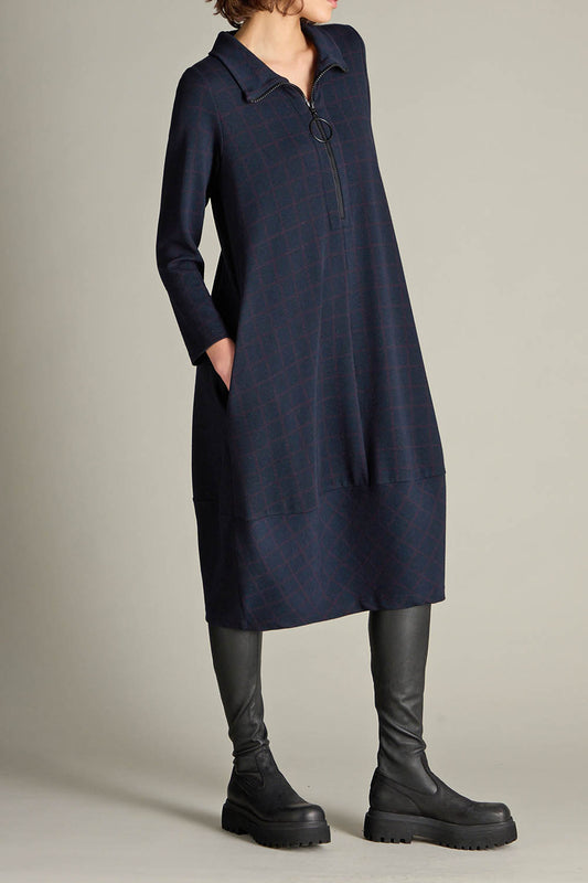 Small Broken Check Zip Bubble Dress