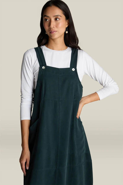 Fluid Twill Pinafore Dress