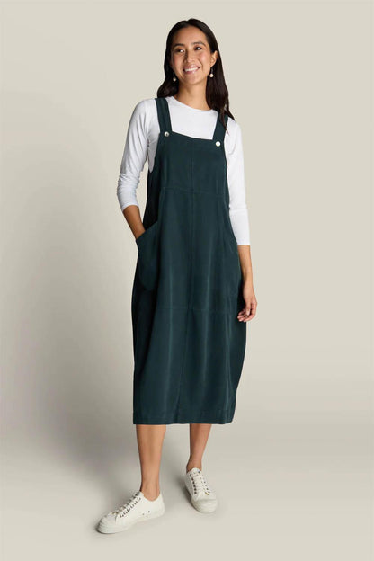 Fluid Twill Pinafore Dress
