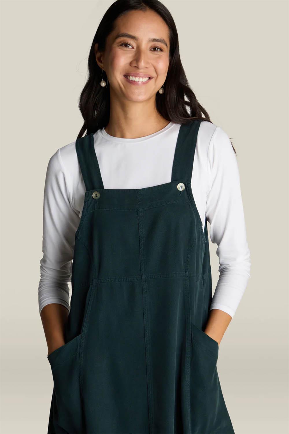 Fluid Twill Pinafore Dress