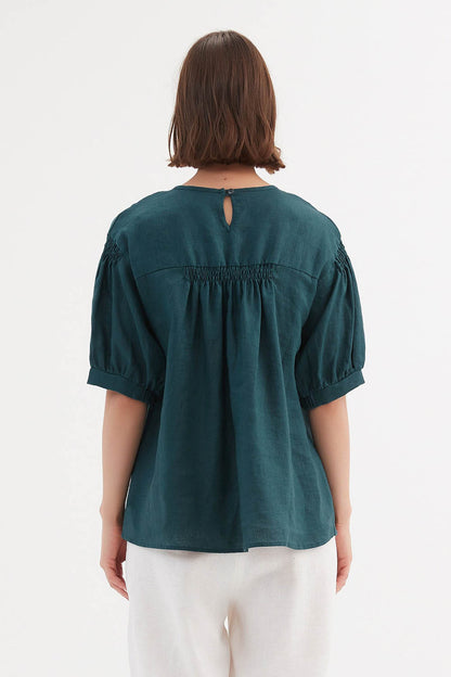 Bishop Sleeve Shirring Top