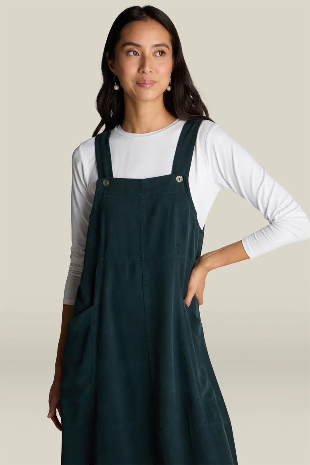 Fluid Twill Pinafore Dress