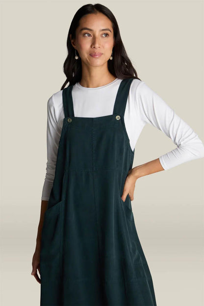 Fluid Twill Pinafore Dress