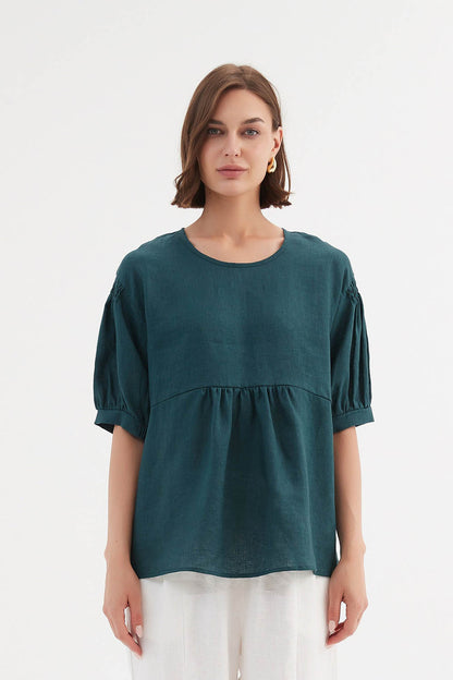 Bishop Sleeve Shirring Top