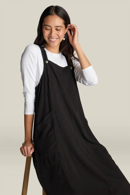 Fluid Twill Pinafore Dress