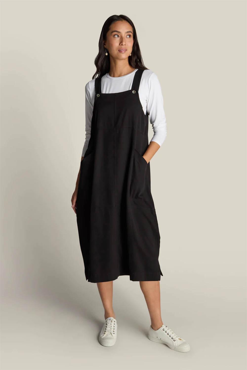 Fluid Twill Pinafore Dress