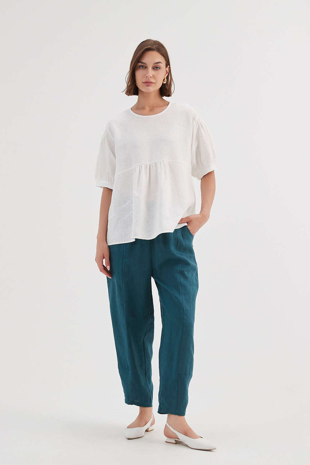 Bishop Sleeve Shirring Top
