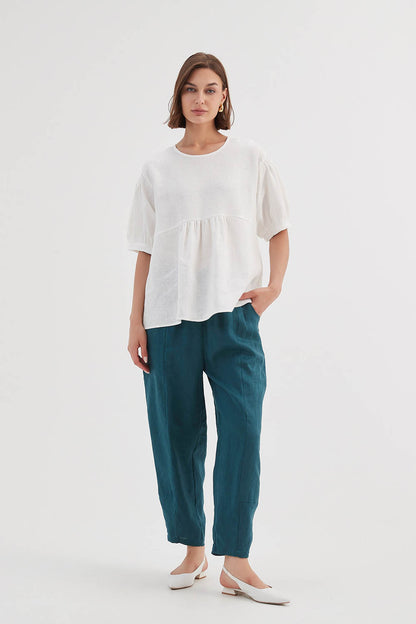Bishop Sleeve Shirring Top