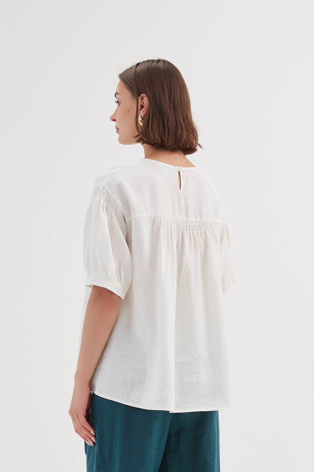 Bishop Sleeve Shirring Top