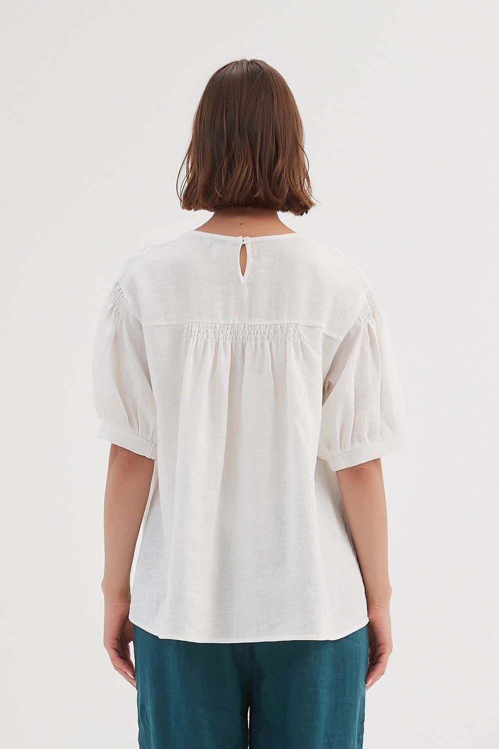 Bishop Sleeve Shirring Top