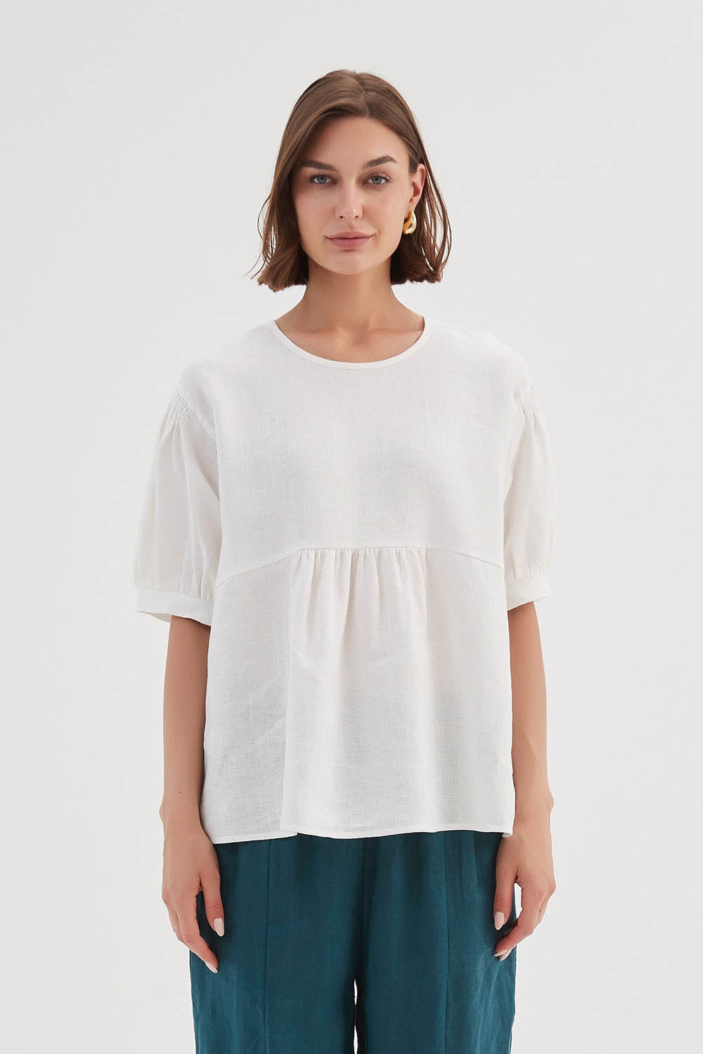 Bishop Sleeve Shirring Top