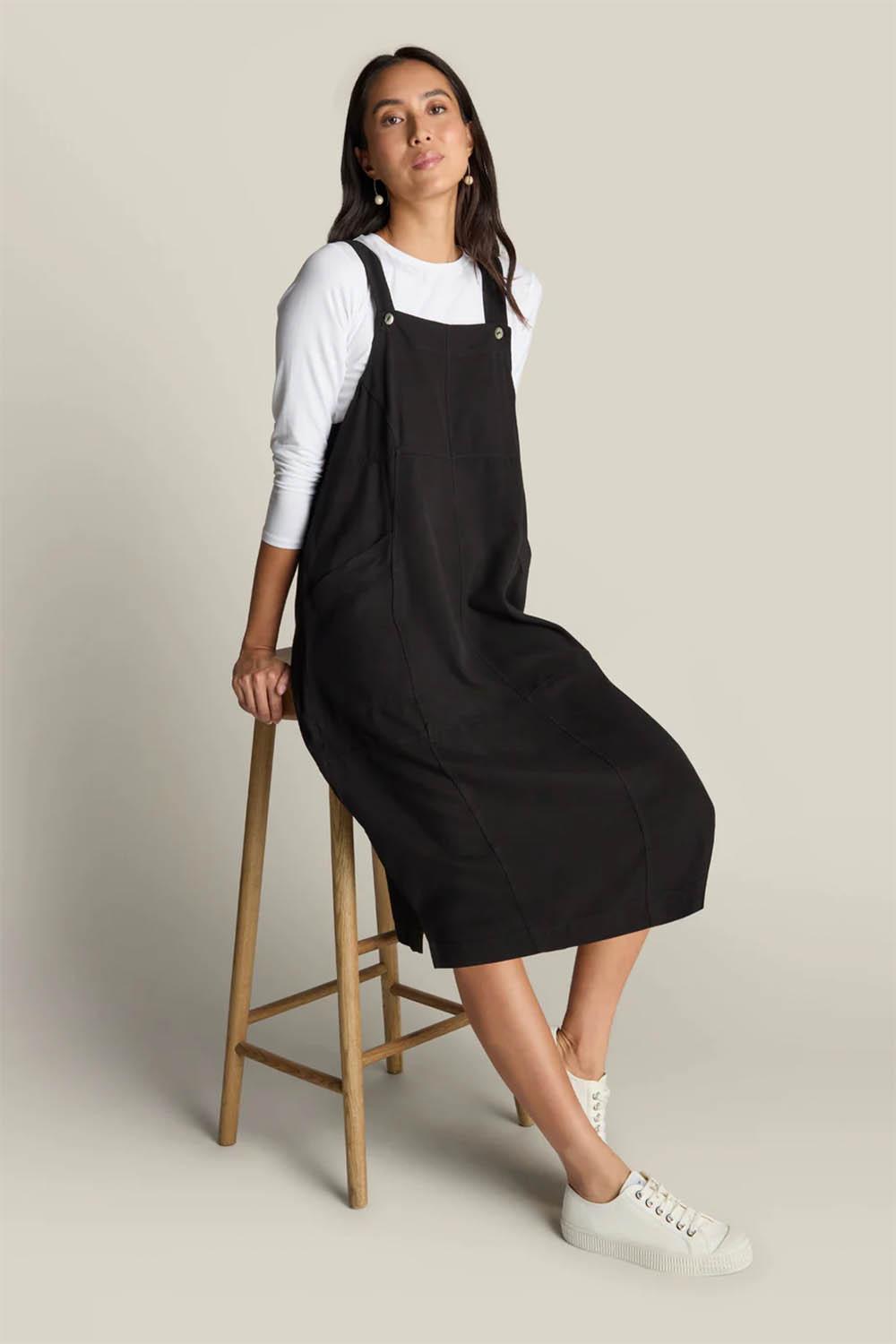 Fluid Twill Pinafore Dress