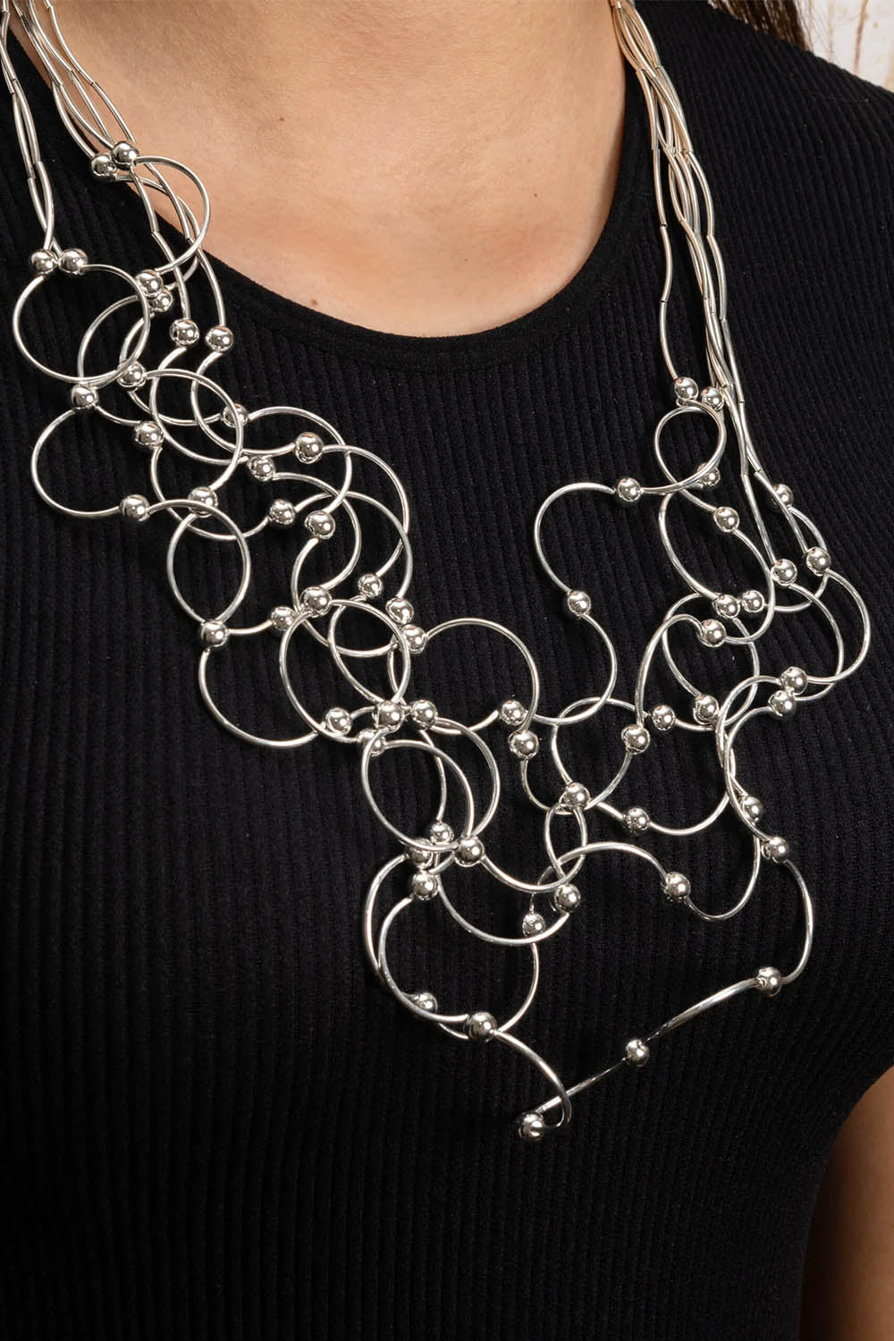 Bobble Statement Necklace Silver