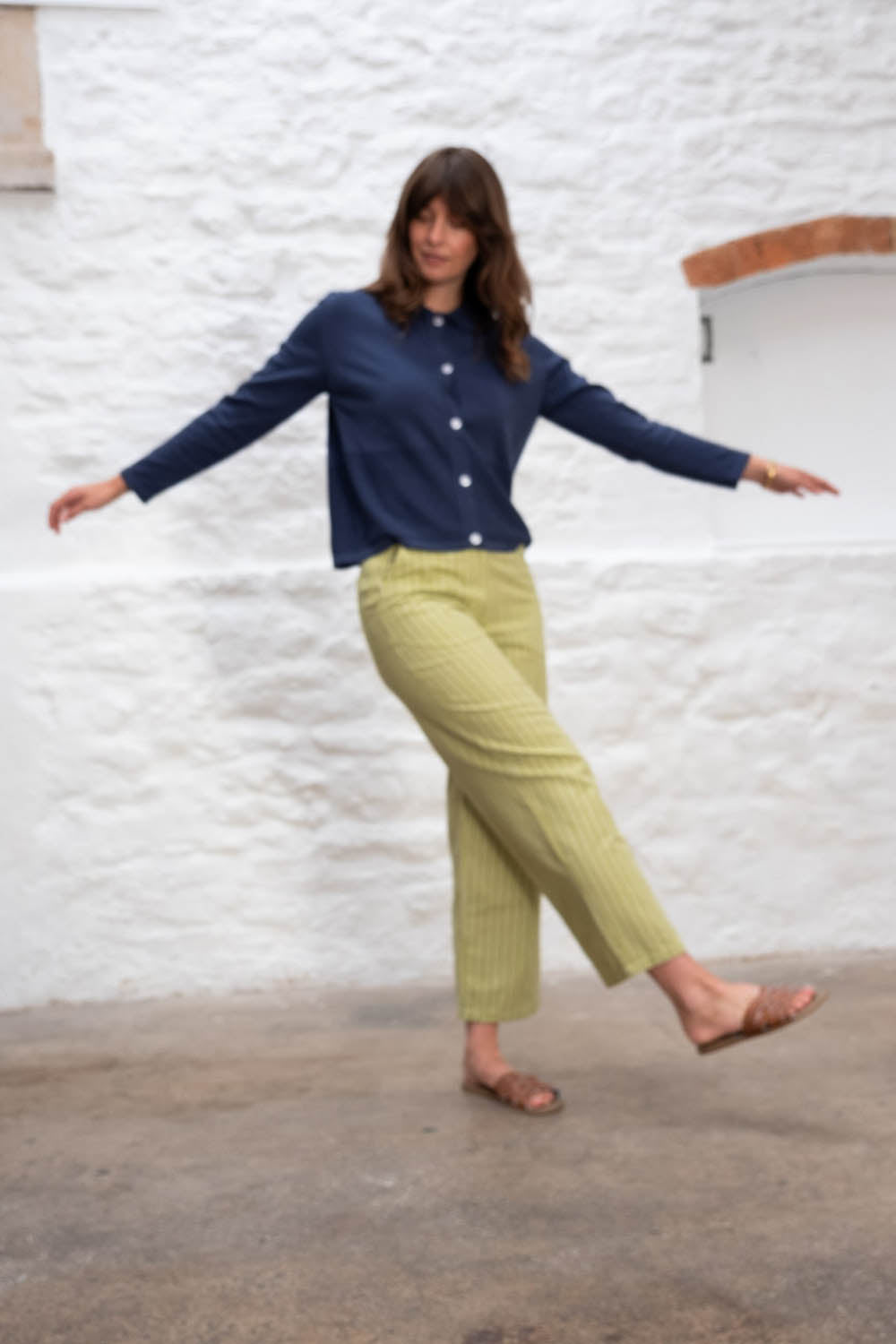Striped Harper Wide Leg Trousers