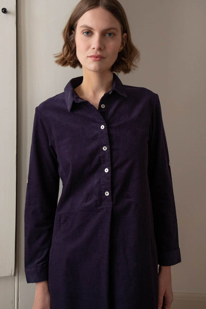 Alexa Thin Cord Shirt Dress