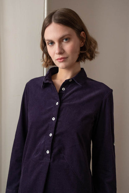 Alexa Thin Cord Shirt Dress