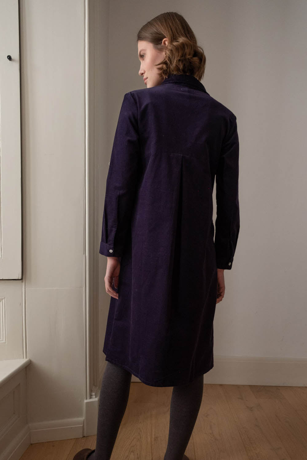 Alexa Thin Cord Shirt Dress