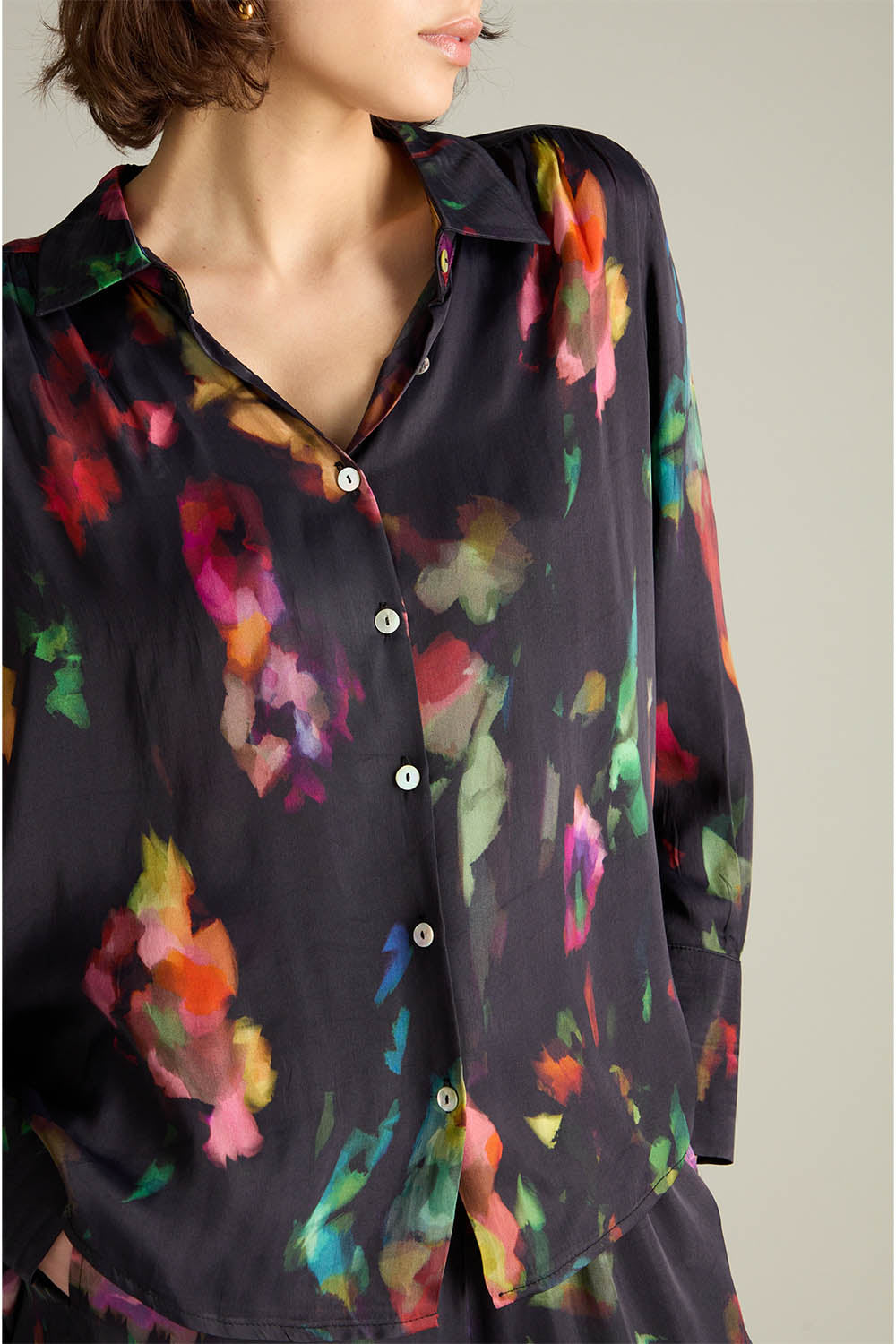 Abstract Painterly Floral Shirt