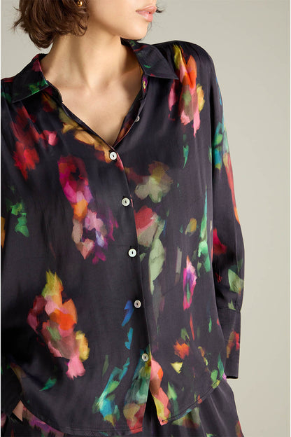 Abstract Painterly Floral Shirt