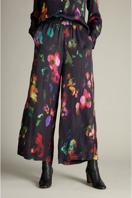 Abstract Painterly Floral Wide Trousers