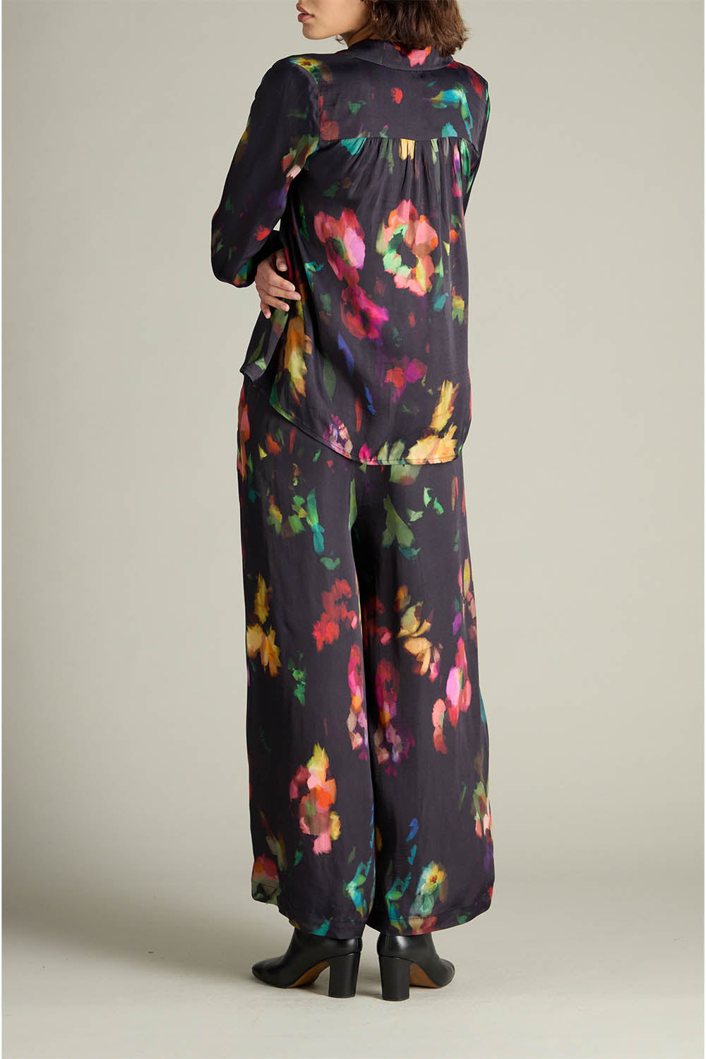 Abstract Painterly Floral Wide Trousers