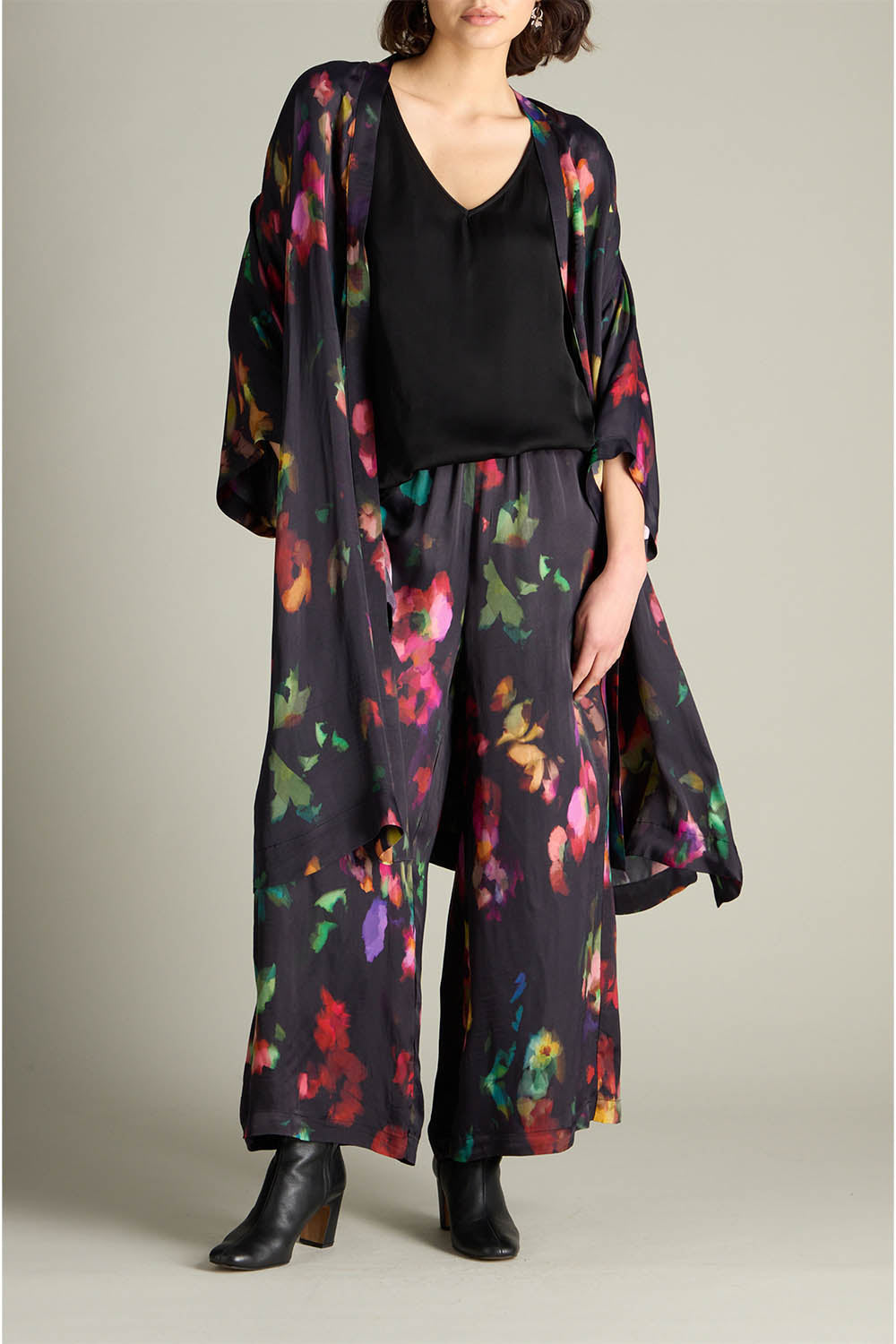 Abstract Painterly Floral Wide Trousers