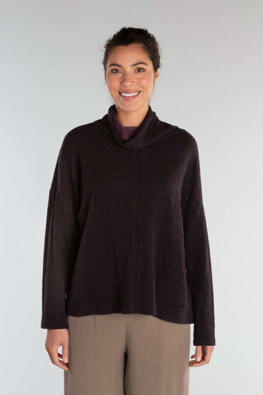Cut Loose Contrast Funnel Pullover Plumeria