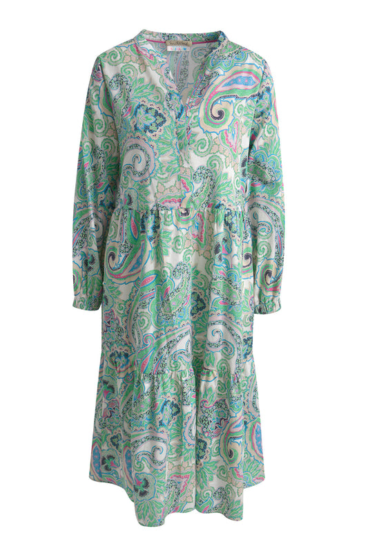 Smith & Soul Midi Volant Dress Marine Print Blue