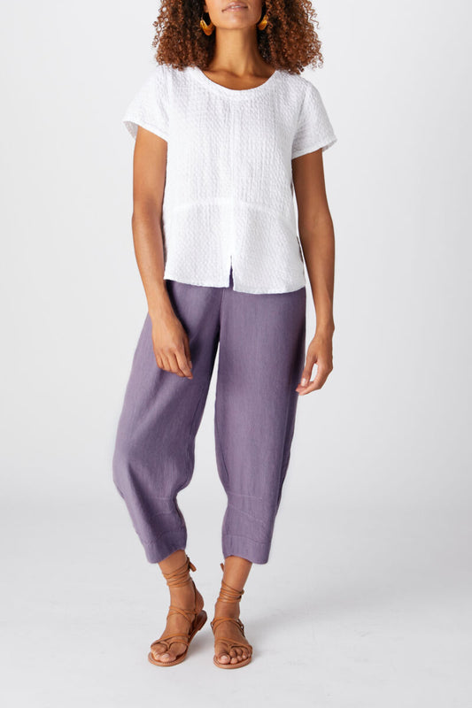 Sahara Textured Linen Crop Bubble Pant Thistle Purple