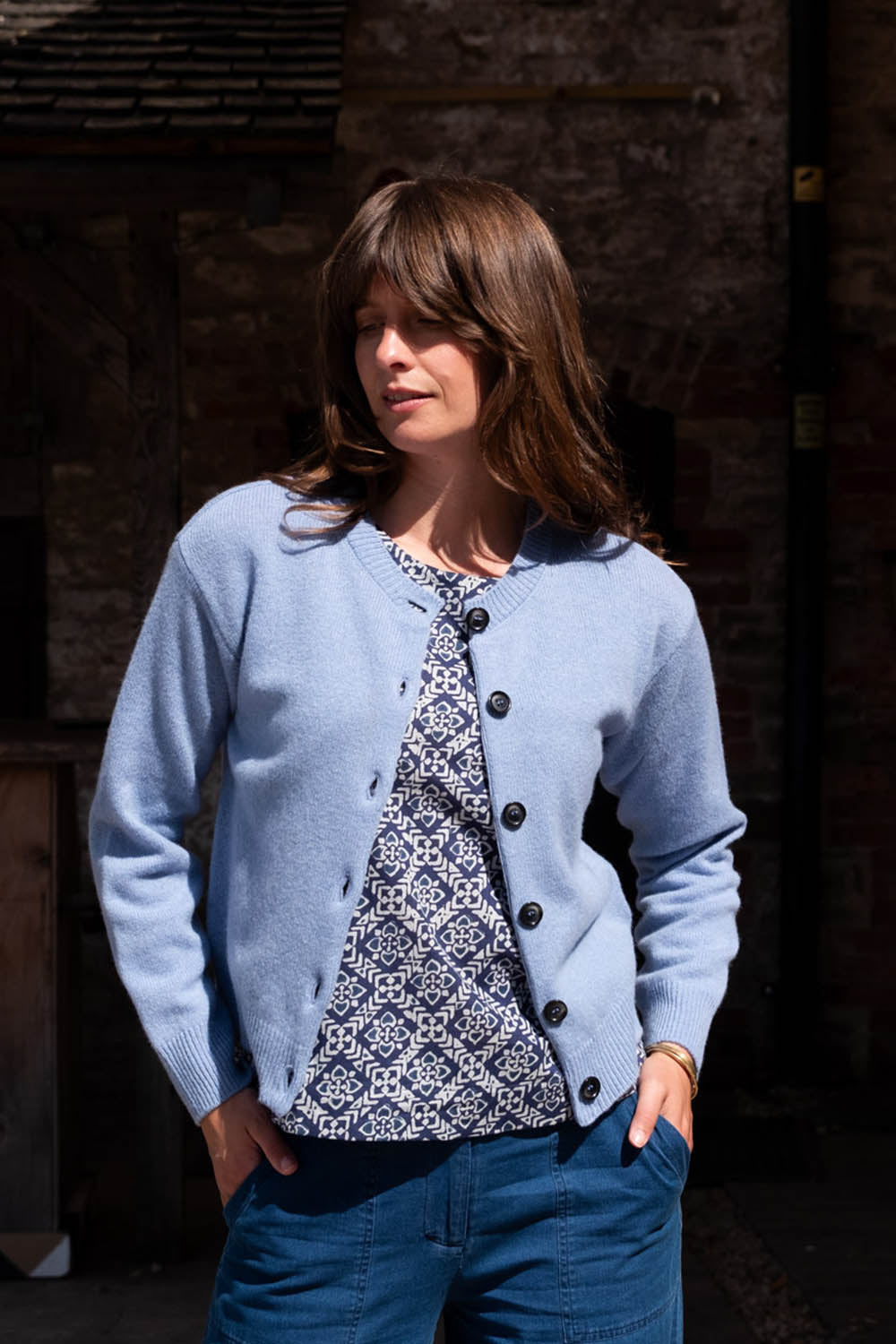 Eva Crew Neck Wool Cardigan