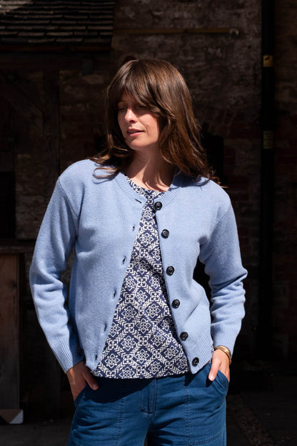 Eva Crew Neck Wool Cardigan