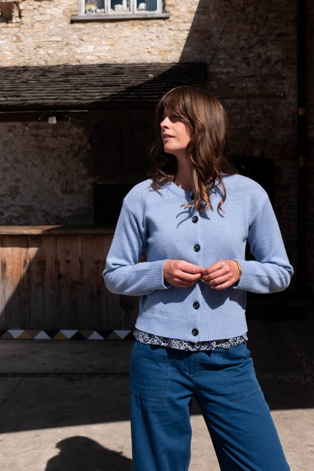 Eva Crew Neck Wool Cardigan