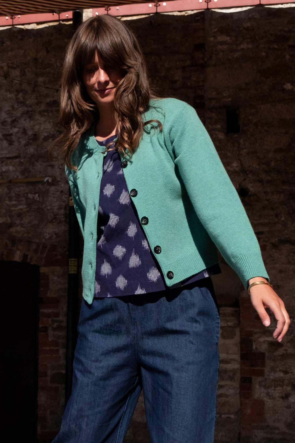 Eva Crew Neck Wool Cardigan