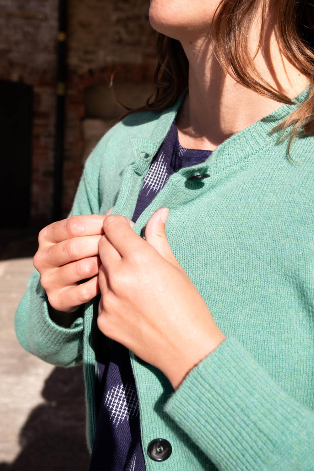 Eva Crew Neck Wool Cardigan