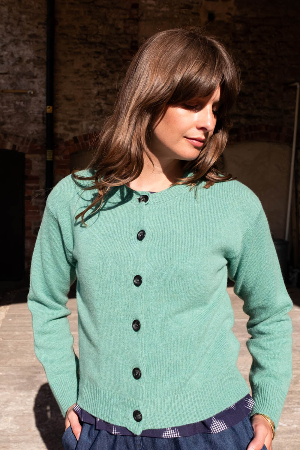 Eva Crew Neck Wool Cardigan