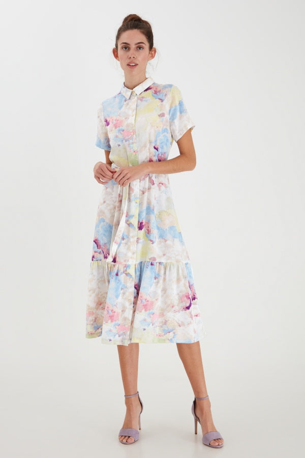 Ichi Cloudy Dress Multi Coloured
