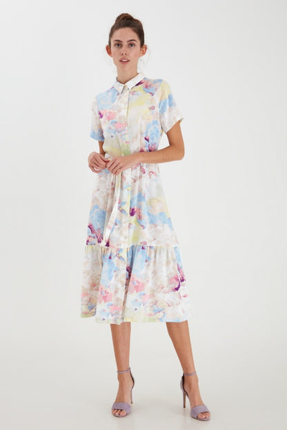 Ichi Cloudy Dress Multi Coloured