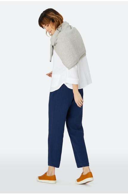 Sahara Textured Linen Slim Trouser Midnight