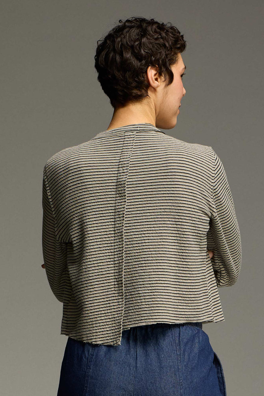 Double Stripe Crop Asymmetric Cardi